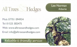 All Trees and Hedges Business Card